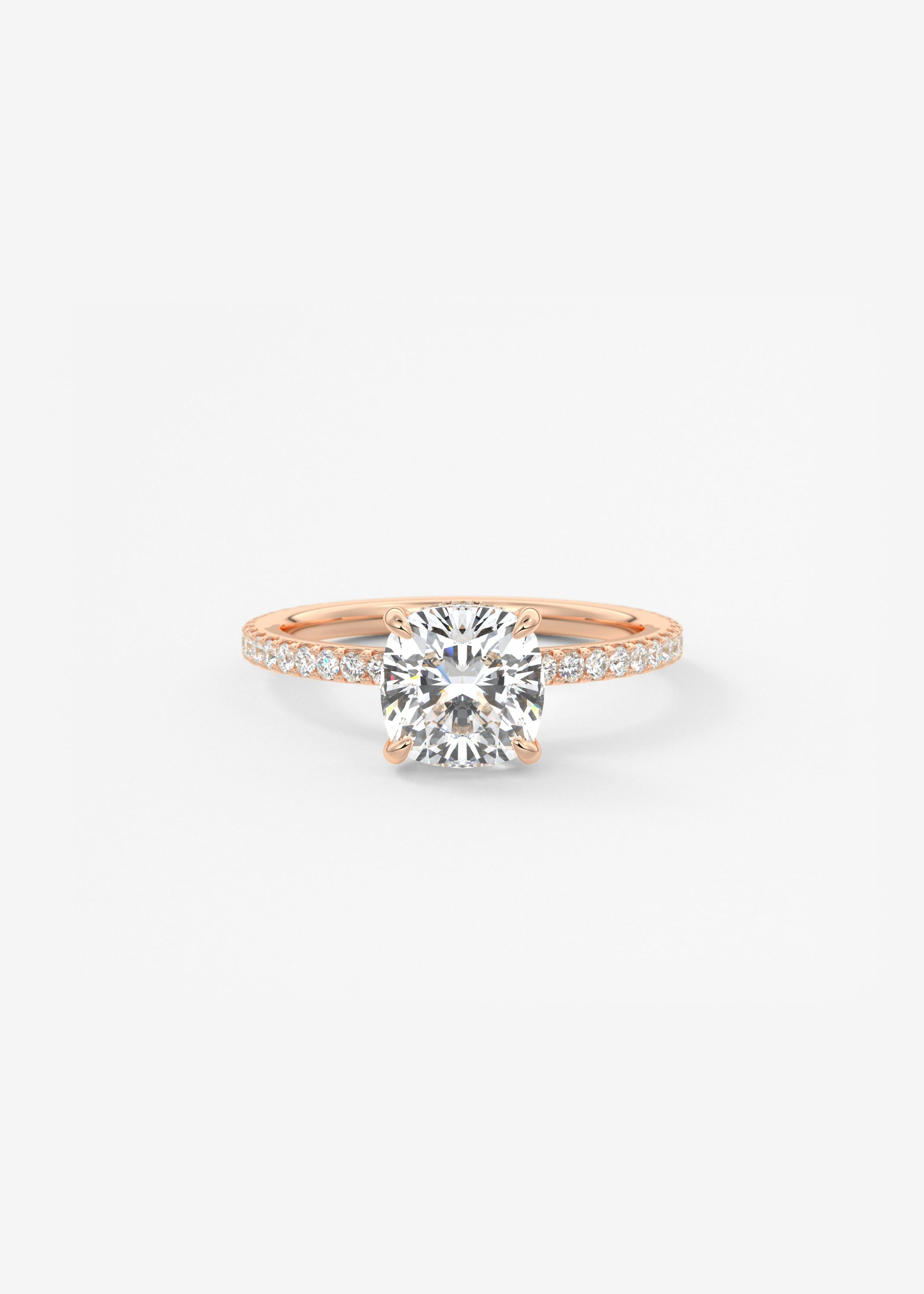 Cushion Hidden Halo Pave Lab Grown Diamond Engagement Ring
