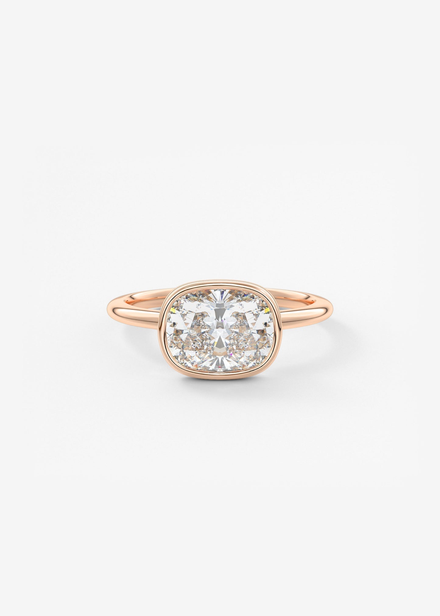 Elongated Cushion East West Bezel Lab Grown Diamond Engagement Ring