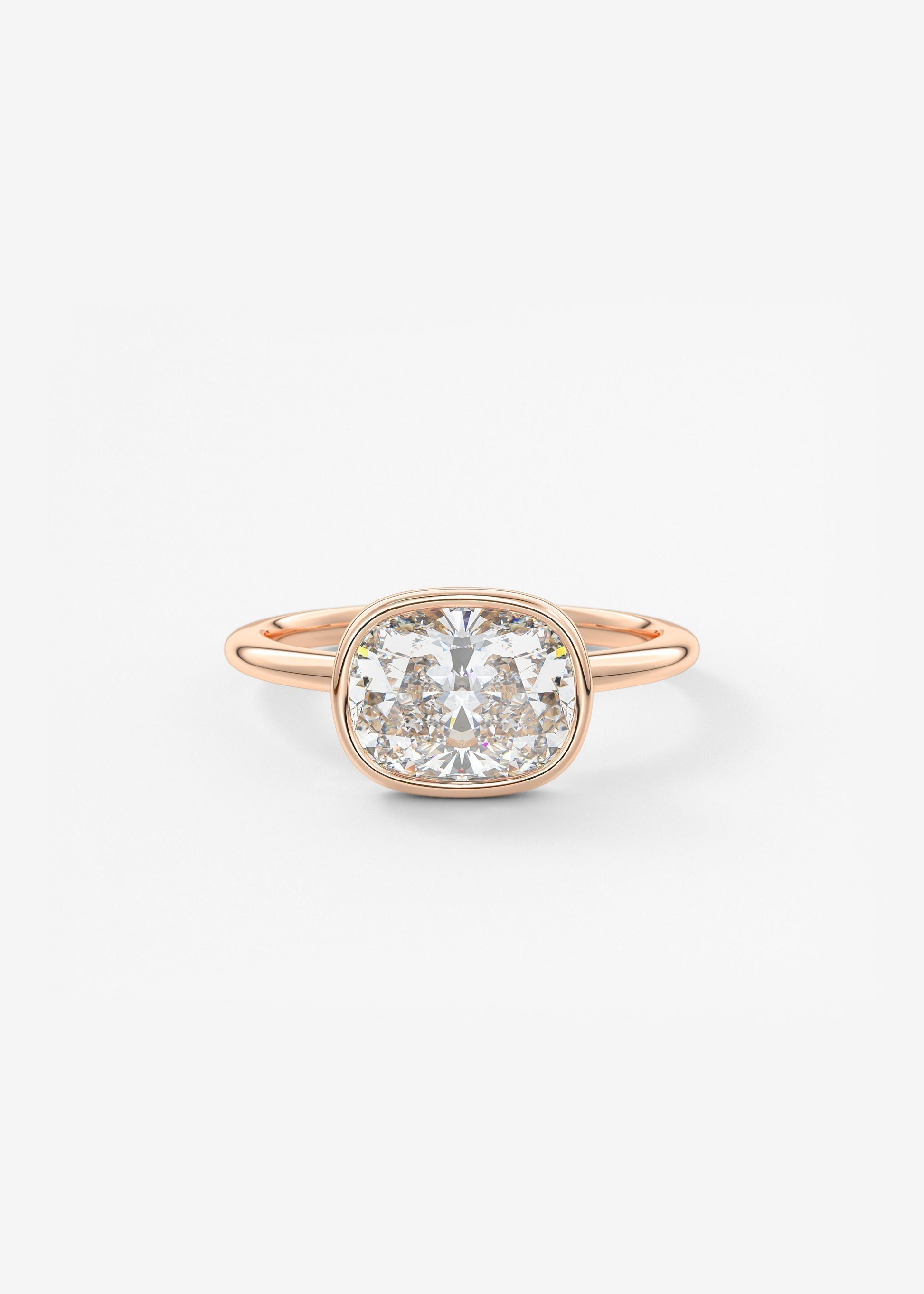 Elongated Cushion East West Bezel Lab Grown Diamond Engagement Ring
