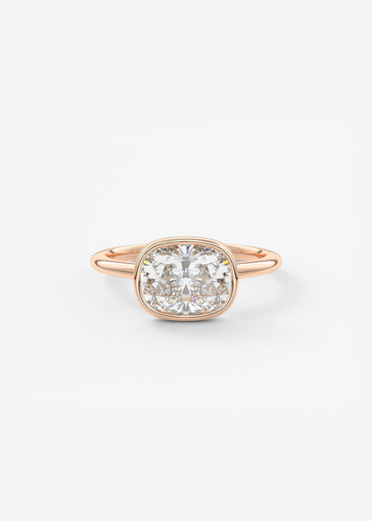 Elongated Cushion East West Bezel Lab Grown Diamond Engagement Ring