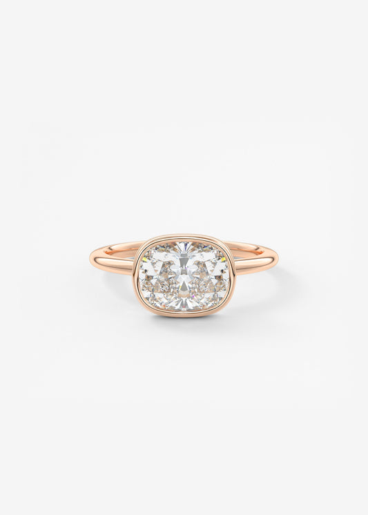 Elongated Cushion East West Bezel Lab Grown Diamond Engagement Ring