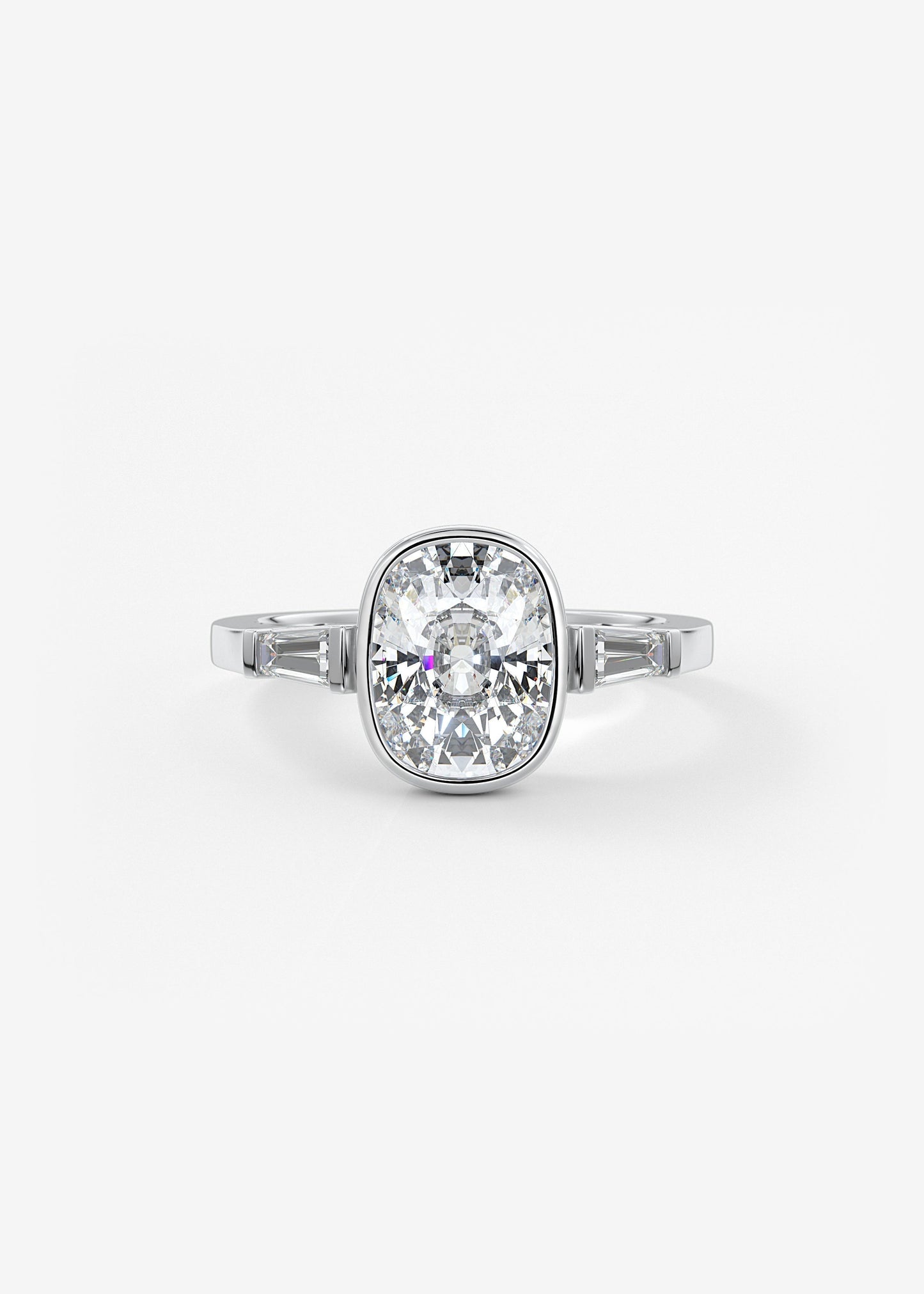 Cushion Three Stones Lab Grown Diamond Engagement Ring