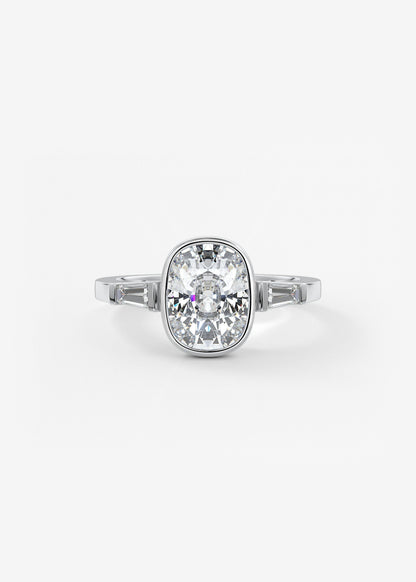 Cushion Three Stones Lab Grown Diamond Engagement Ring