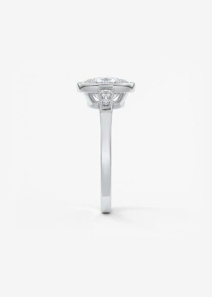 Cushion Three Stones Lab Grown Diamond Engagement Ring