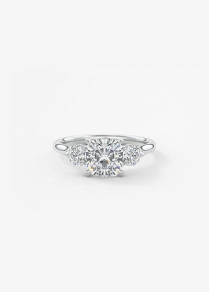 Cushion Three Stone Lab Grown Diamond Engagement Ring