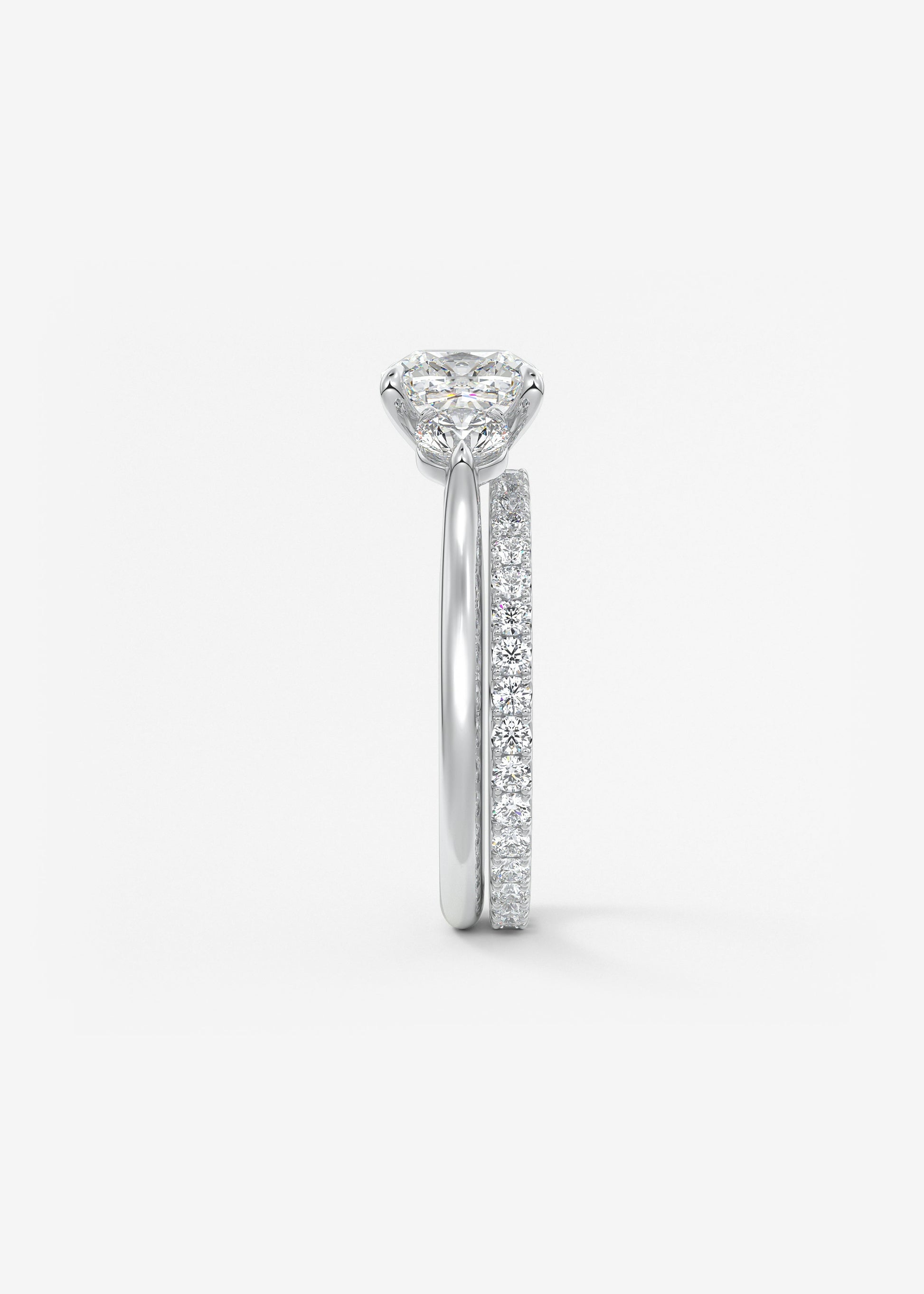 Cushion Three Stone Lab Grown Diamond Engagement Ring