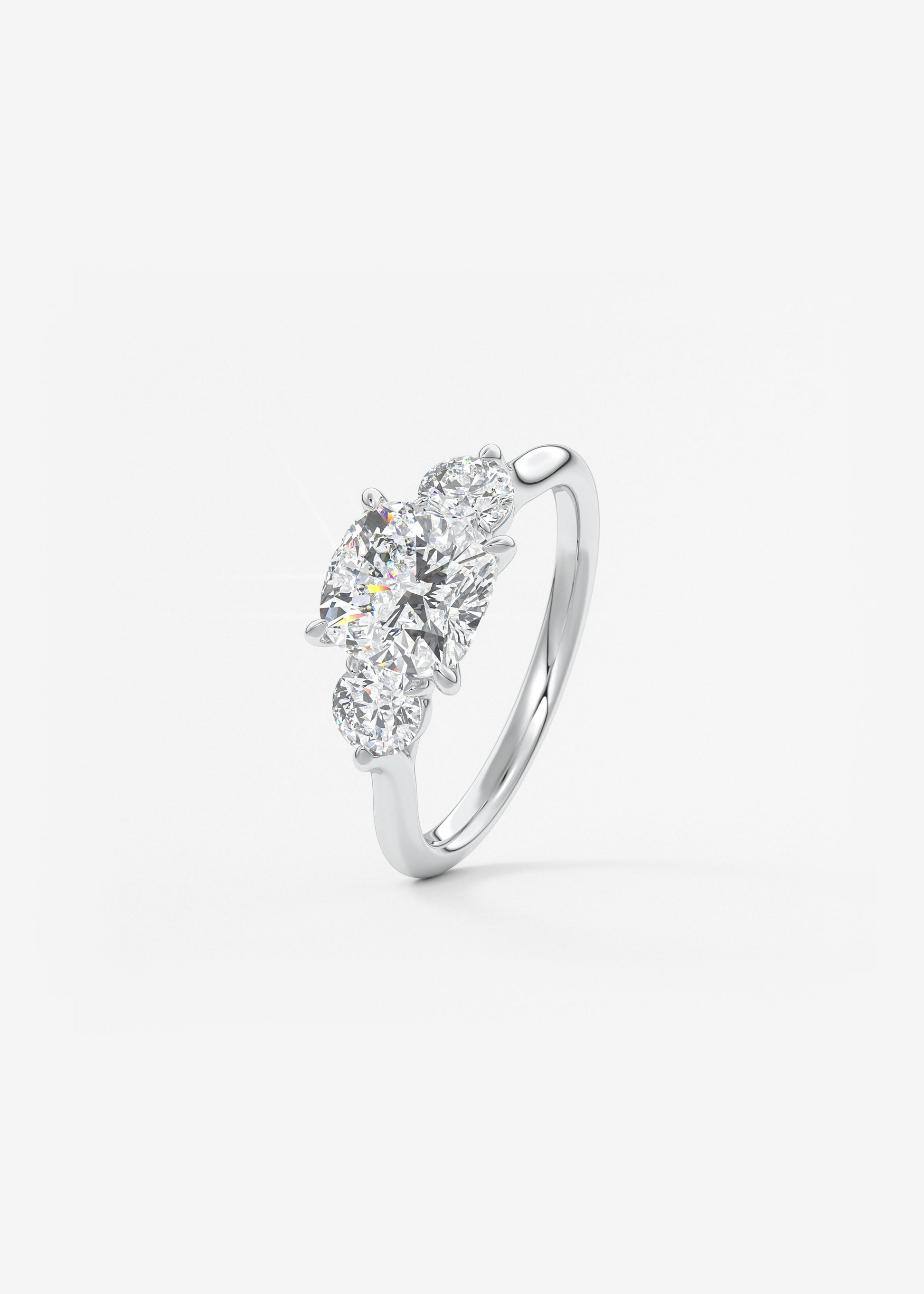 Cushion Three Stone Lab Grown Diamond Engagement Ring