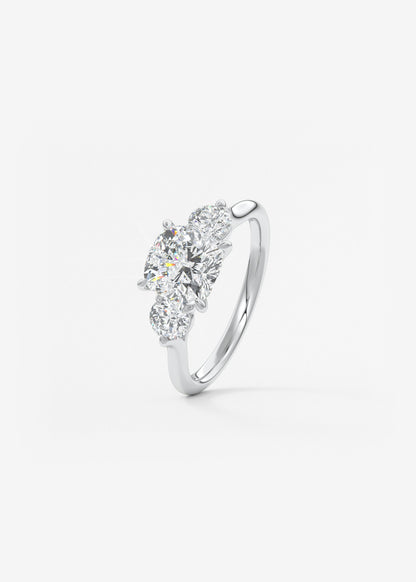 Cushion Three Stone Lab Grown Diamond Engagement Ring