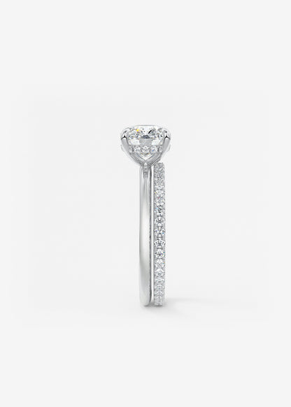 Elongated Cushion East West Hidden Halo Lab Grown Diamond Engagement Ring