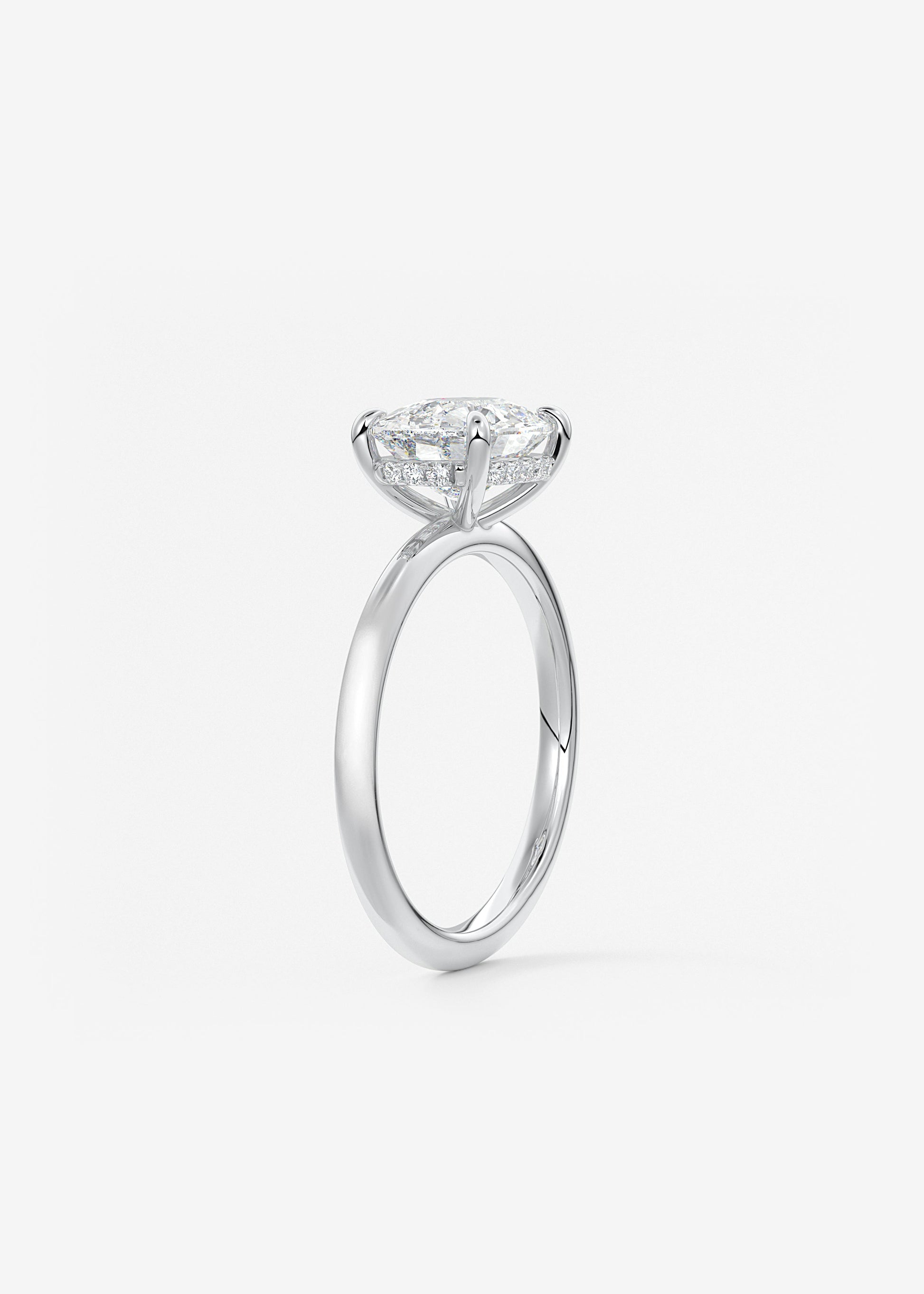 Elongated Cushion East West Hidden Halo Lab Grown Diamond Engagement Ring