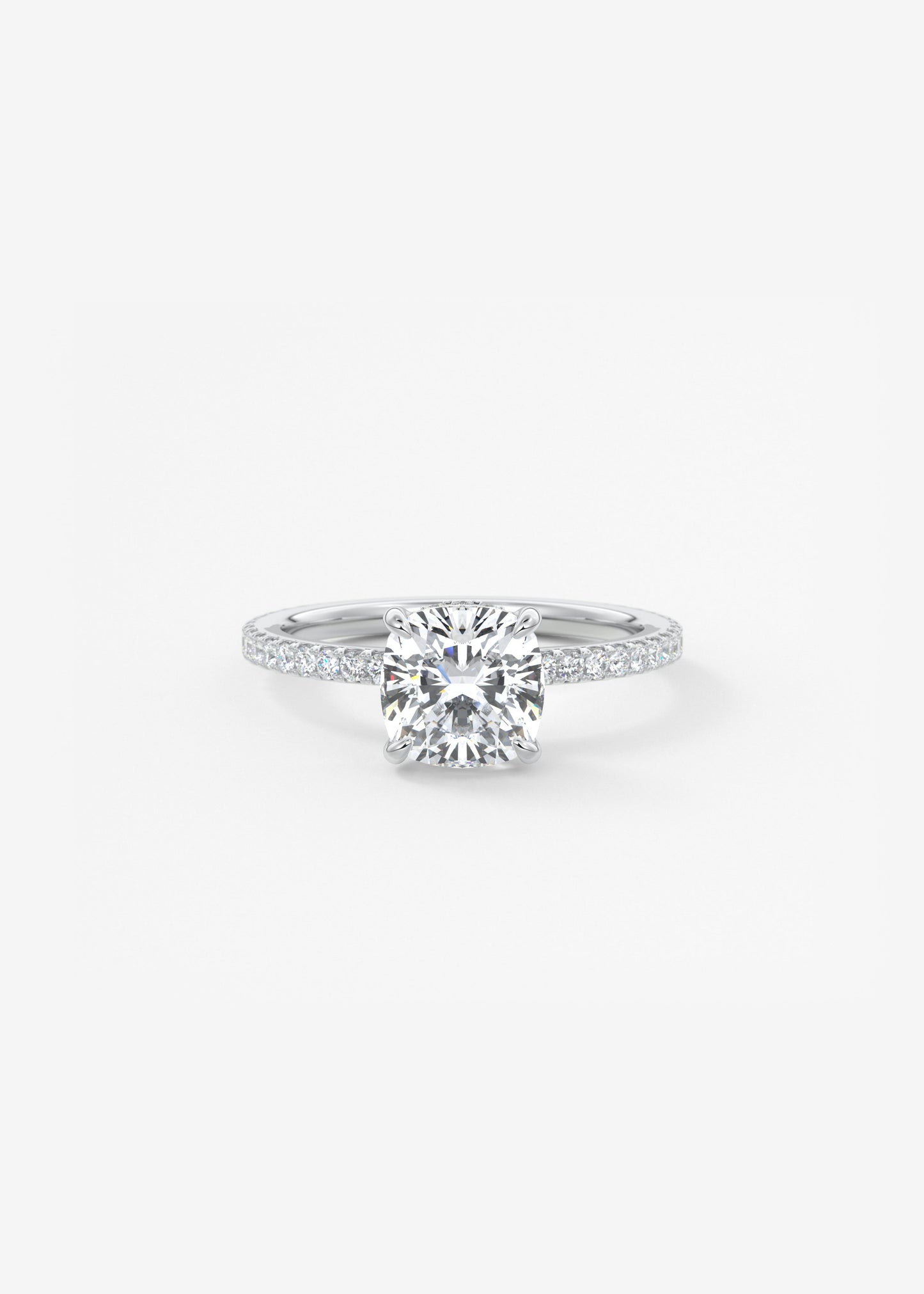 Cushion Hidden Halo Pave Lab Grown Diamond Engagement Ring