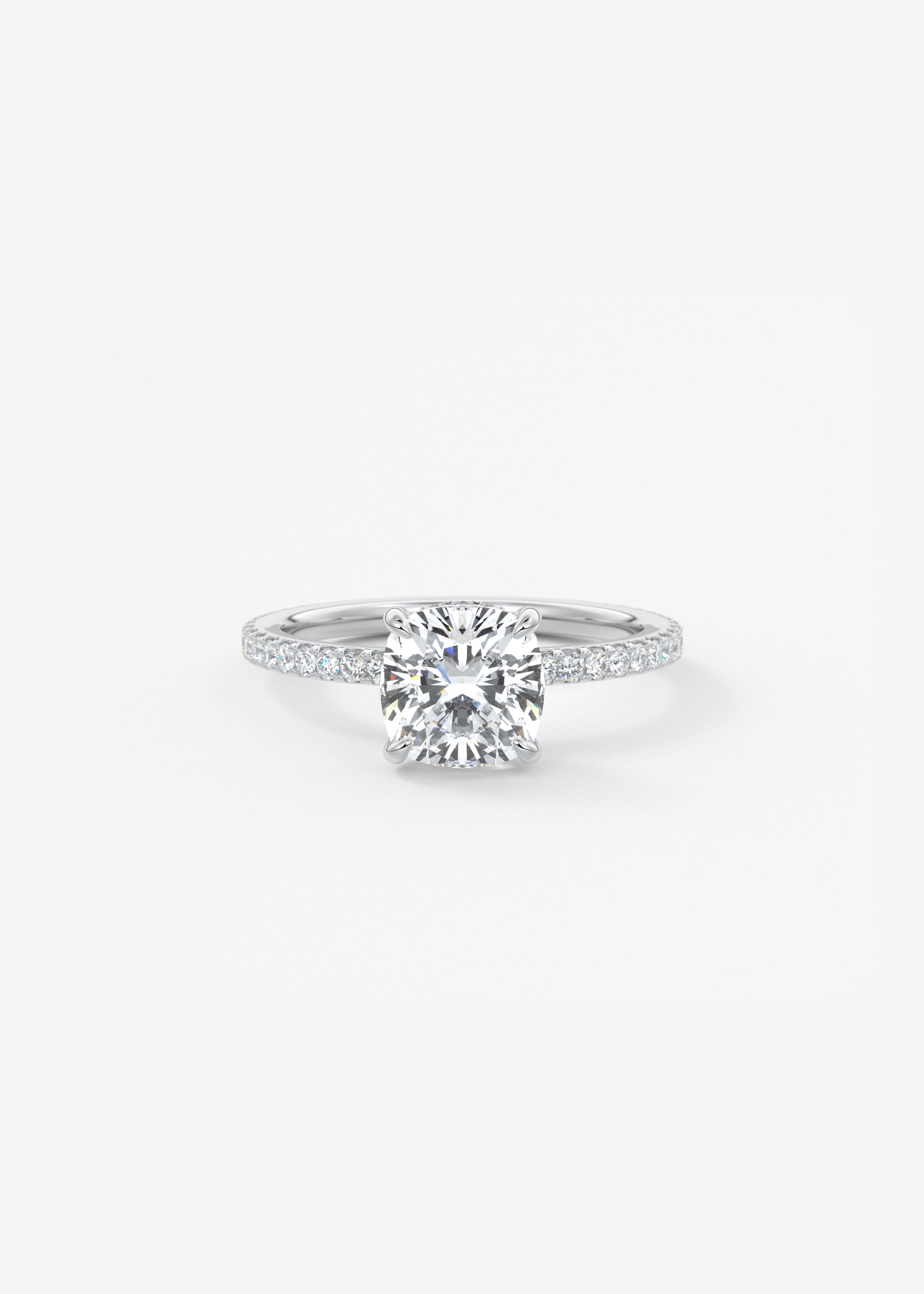Cushion Hidden Halo Pave Lab Grown Diamond Engagement Ring