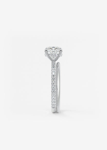 Cushion Hidden Halo Pave Lab Grown Diamond Engagement Ring