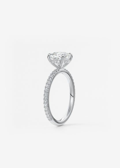 Cushion Hidden Halo Pave Lab Grown Diamond Engagement Ring