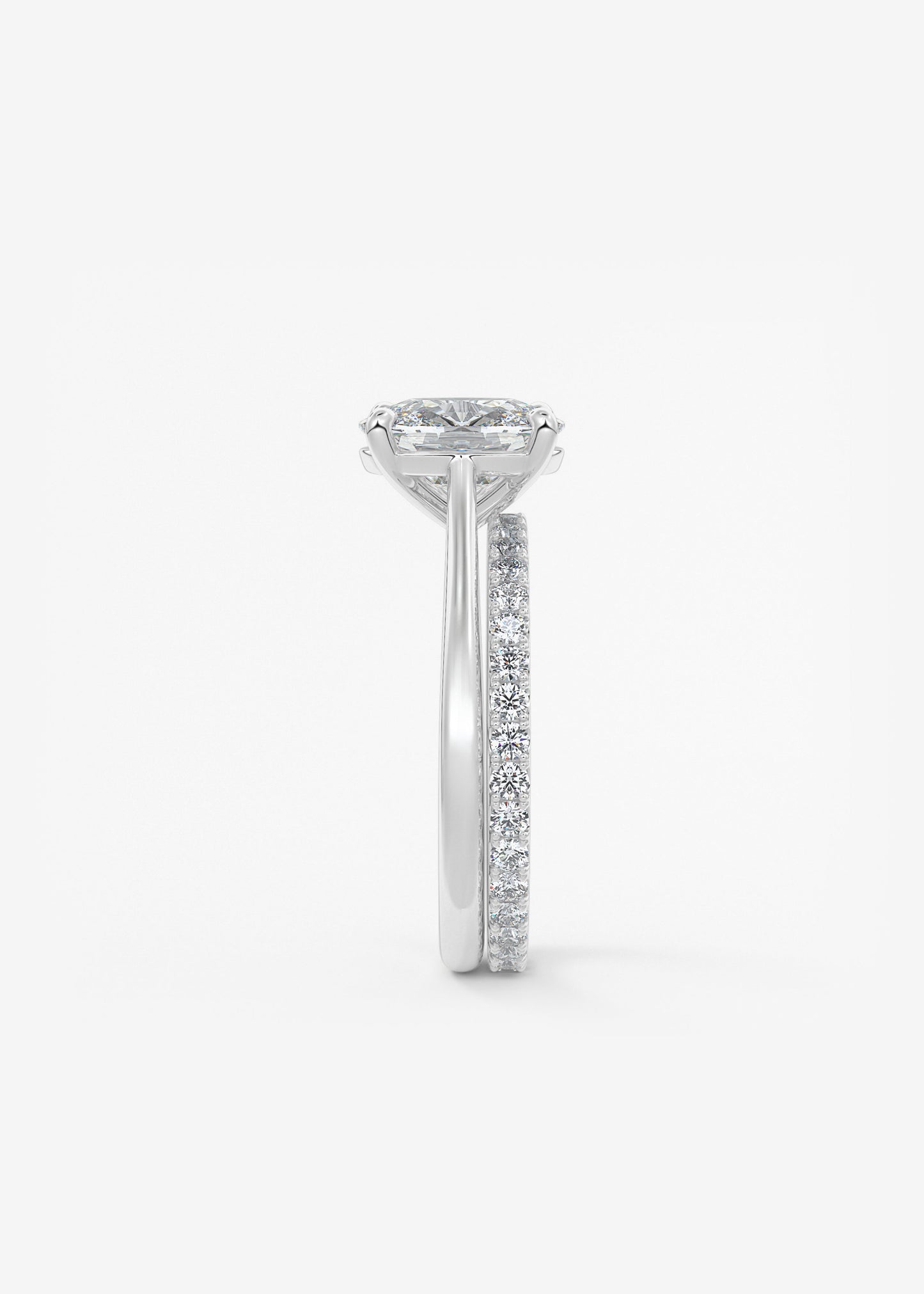 Elongated Cushion Cathedral Lab Grown Diamond Engagement Ring
