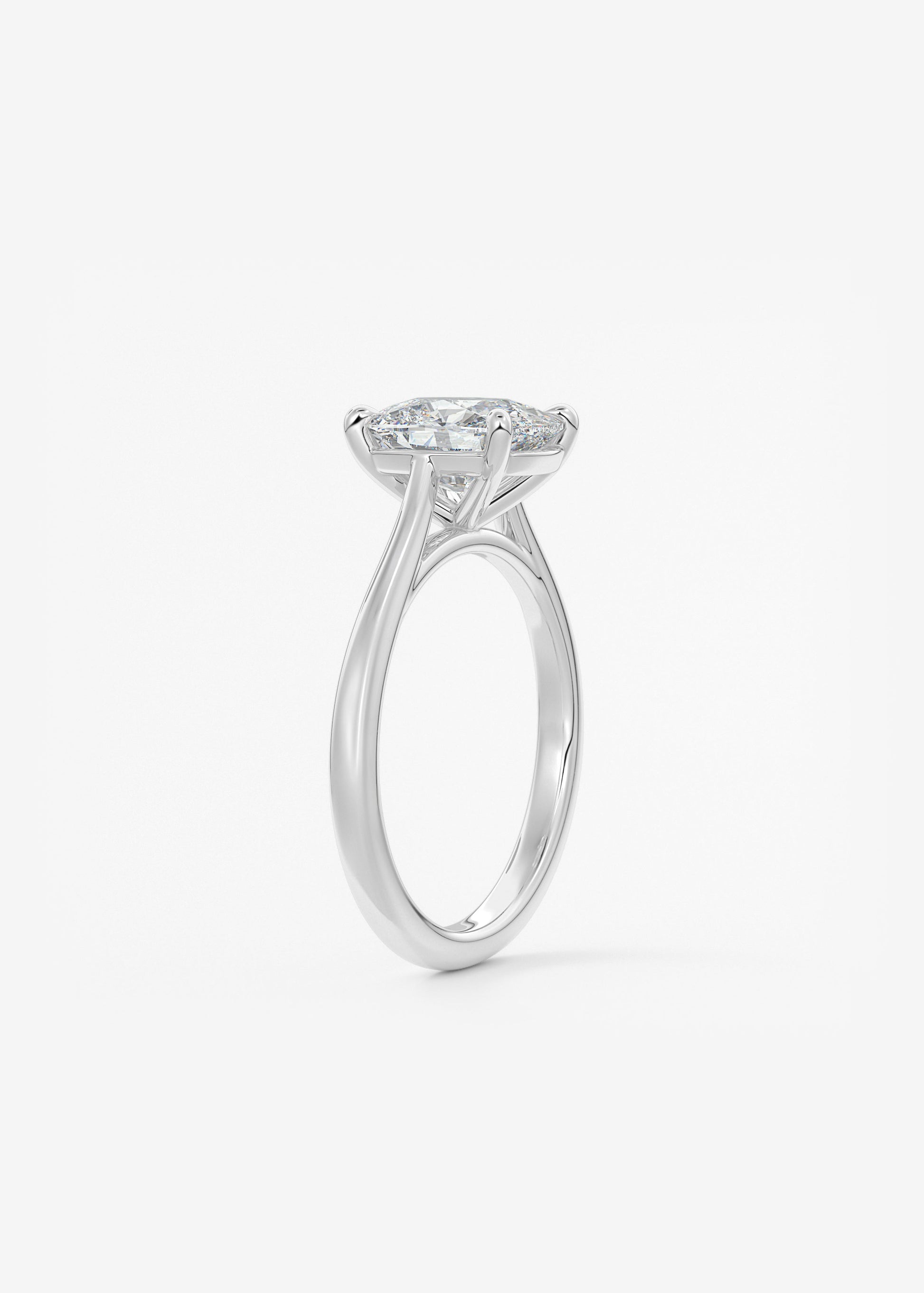 Elongated Cushion Cathedral Lab Grown Diamond Engagement Ring