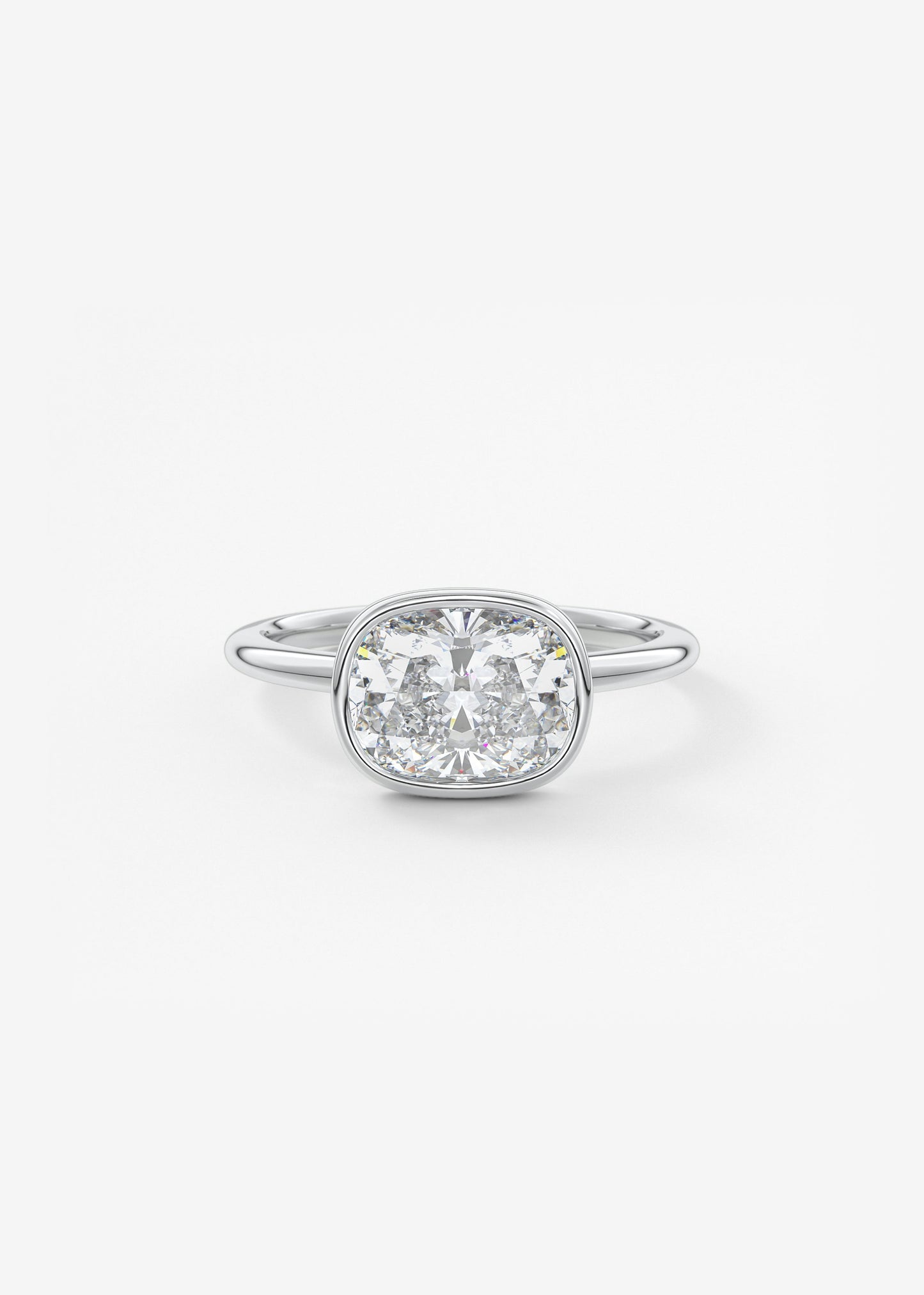 Elongated Cushion East West Bezel Lab Grown Diamond Engagement Ring