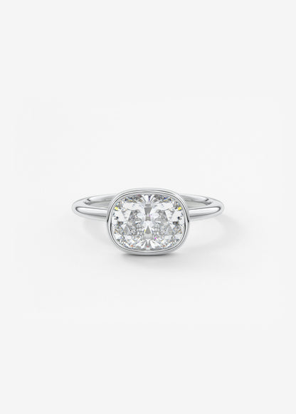 Elongated Cushion East West Bezel Lab Grown Diamond Engagement Ring