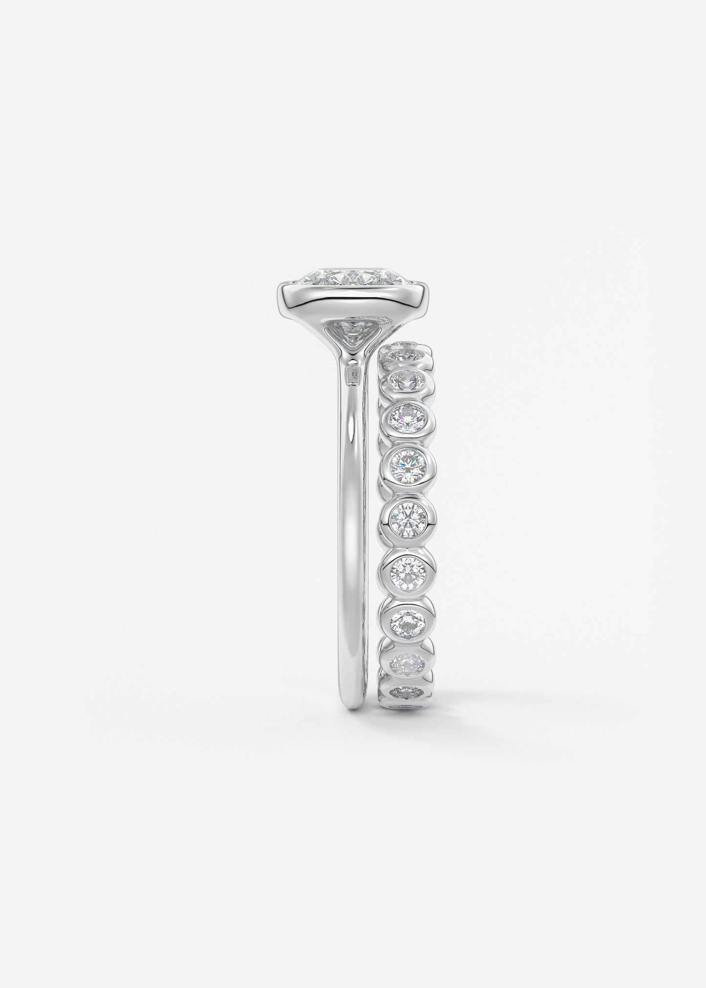 Elongated Cushion East West Bezel Lab Grown Diamond Engagement Ring
