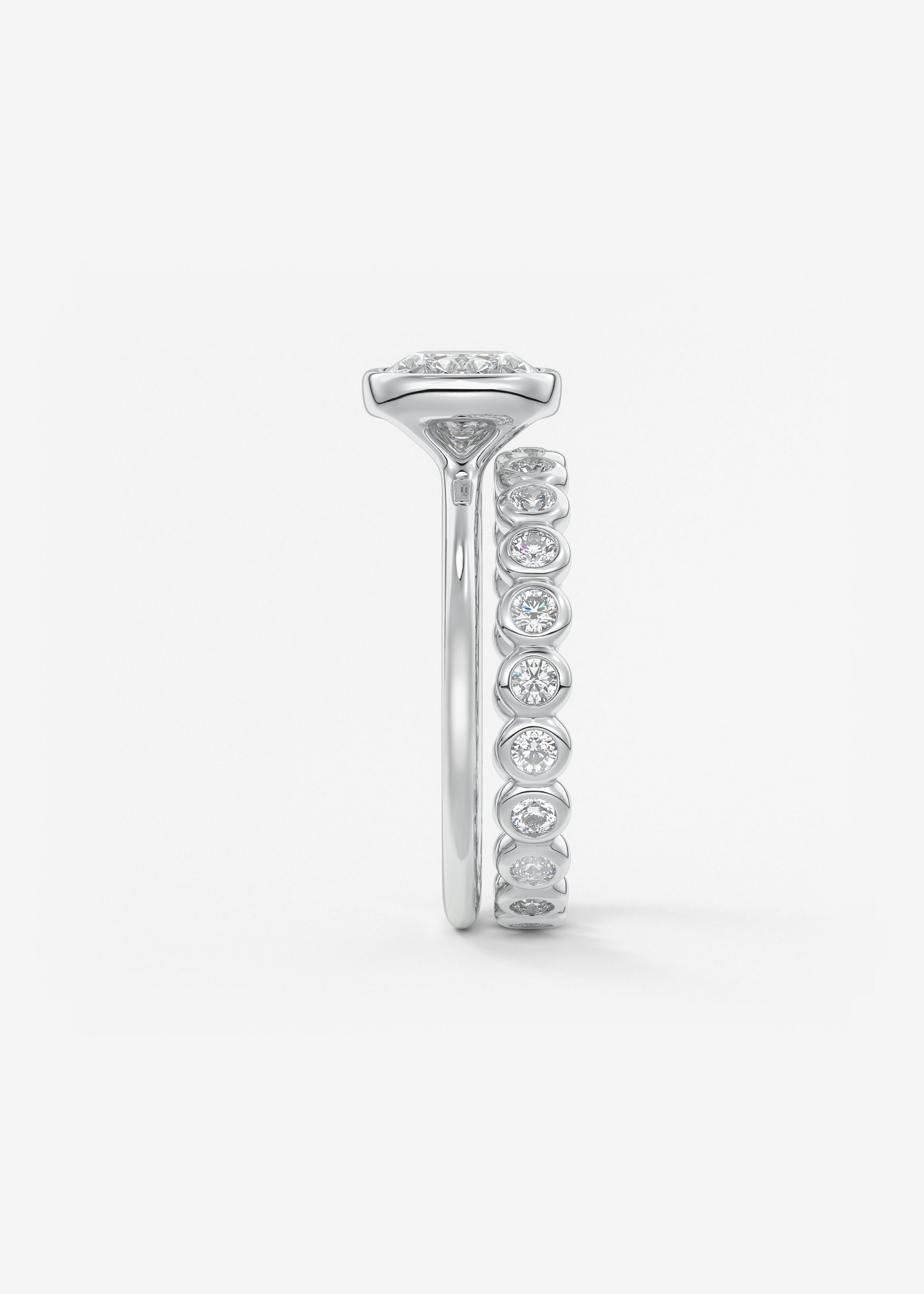 Elongated Cushion East West Bezel Lab Grown Diamond Engagement Ring