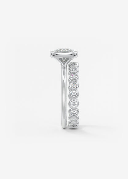 Elongated Cushion East West Bezel Lab Grown Diamond Engagement Ring