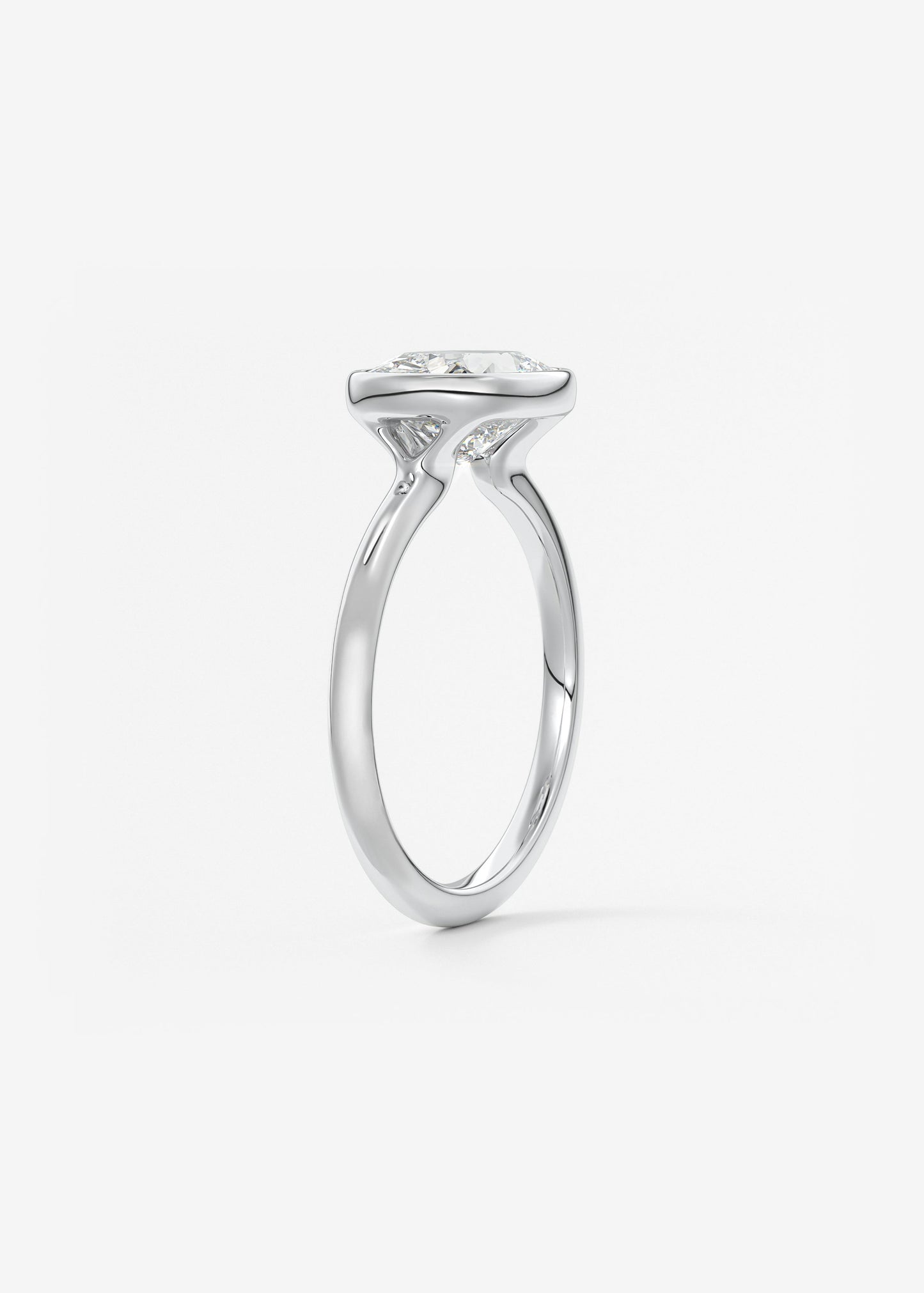 Elongated Cushion East West Bezel Lab Grown Diamond Engagement Ring