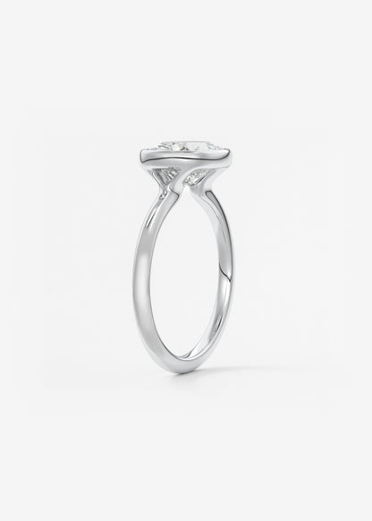 Elongated Cushion East West Bezel Lab Grown Diamond Engagement Ring