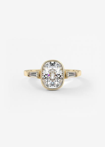 Cushion Three Stones Lab Grown Diamond Engagement Ring