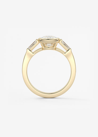 Cushion Three Stones Lab Grown Diamond Engagement Ring