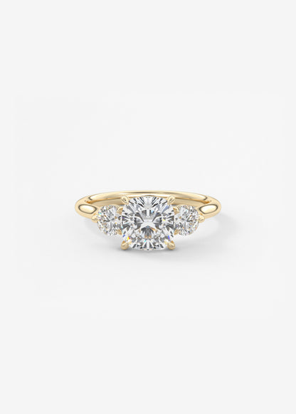 Cushion Three Stone Lab Grown Diamond Engagement Ring