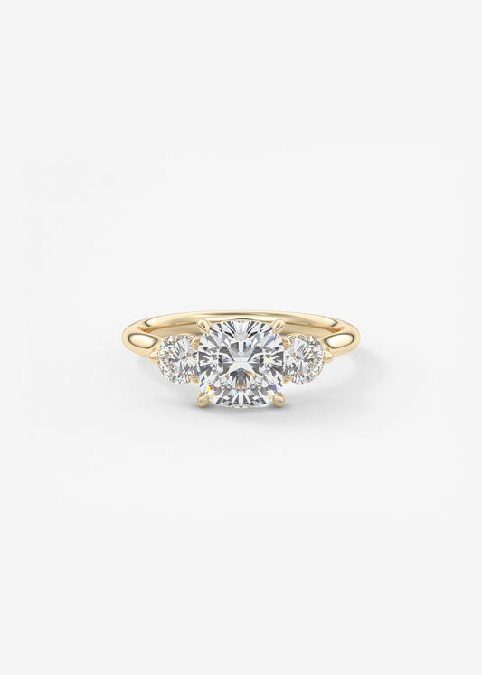 Cushion Three Stone Lab Grown Diamond Engagement Ring