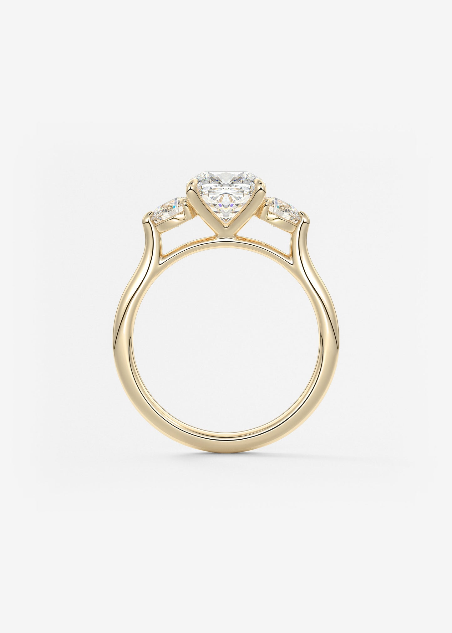 Cushion Three Stone Lab Grown Diamond Engagement Ring
