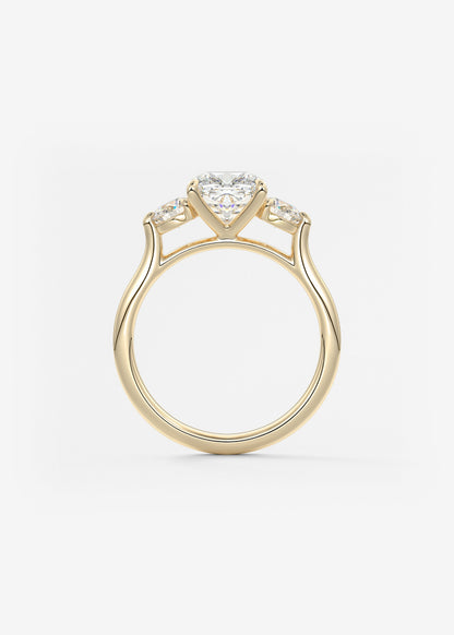 Cushion Three Stone Lab Grown Diamond Engagement Ring