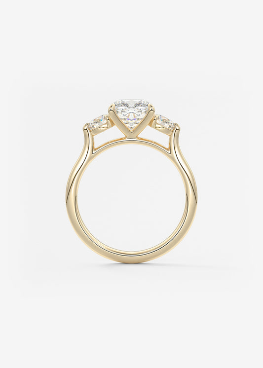 Cushion Three Stone Lab Grown Diamond Engagement Ring