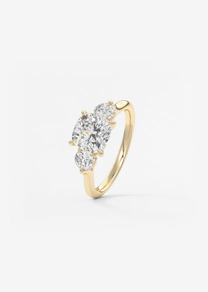 Cushion Three Stone Lab Grown Diamond Engagement Ring
