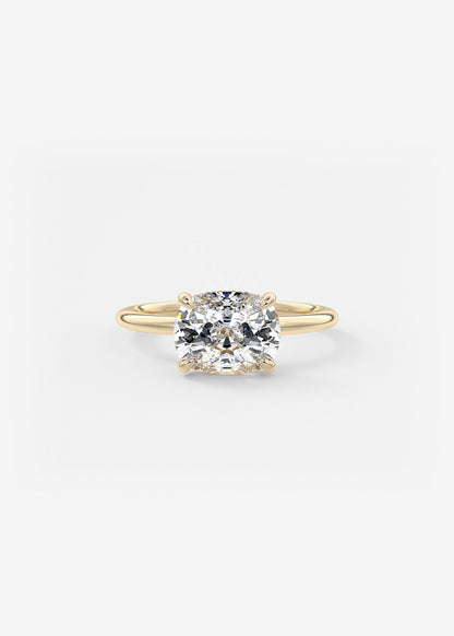 Elongated Cushion East West Hidden Halo Lab Grown Diamond Engagement Ring