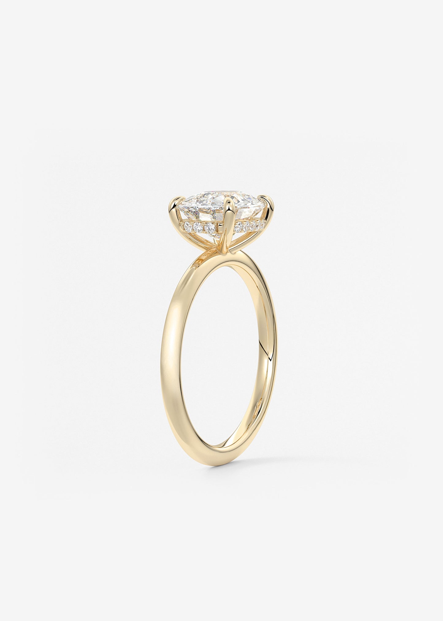 Elongated Cushion East West Hidden Halo Lab Grown Diamond Engagement Ring