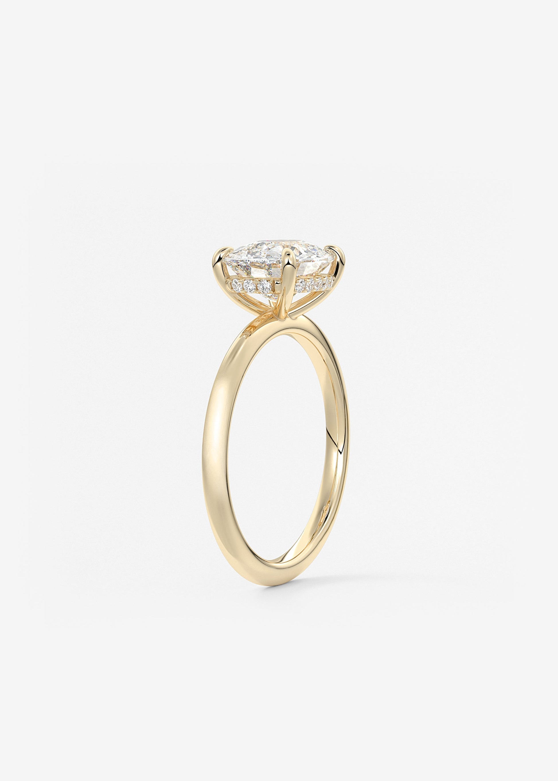 Elongated Cushion East West Hidden Halo Lab Grown Diamond Engagement Ring