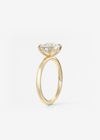 Elongated Cushion East West Hidden Halo Lab Grown Diamond Engagement Ring