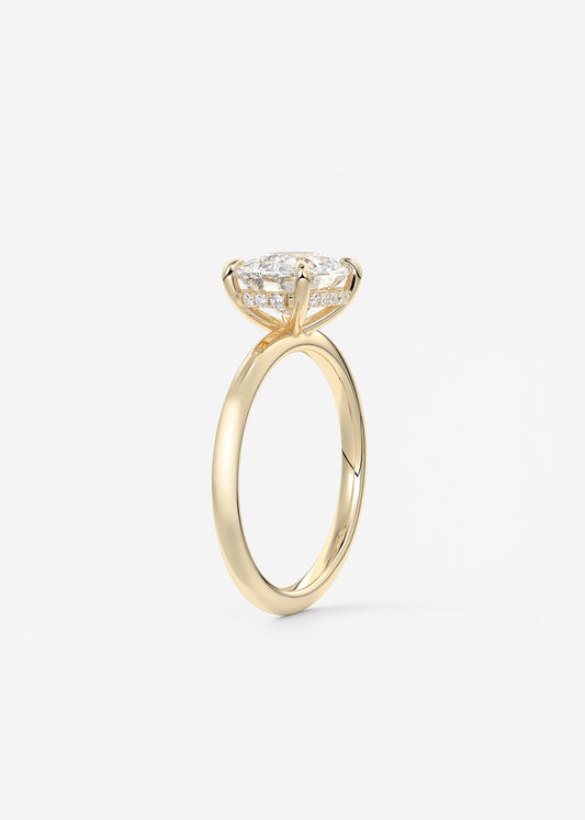 Elongated Cushion East West Hidden Halo Lab Grown Diamond Engagement Ring