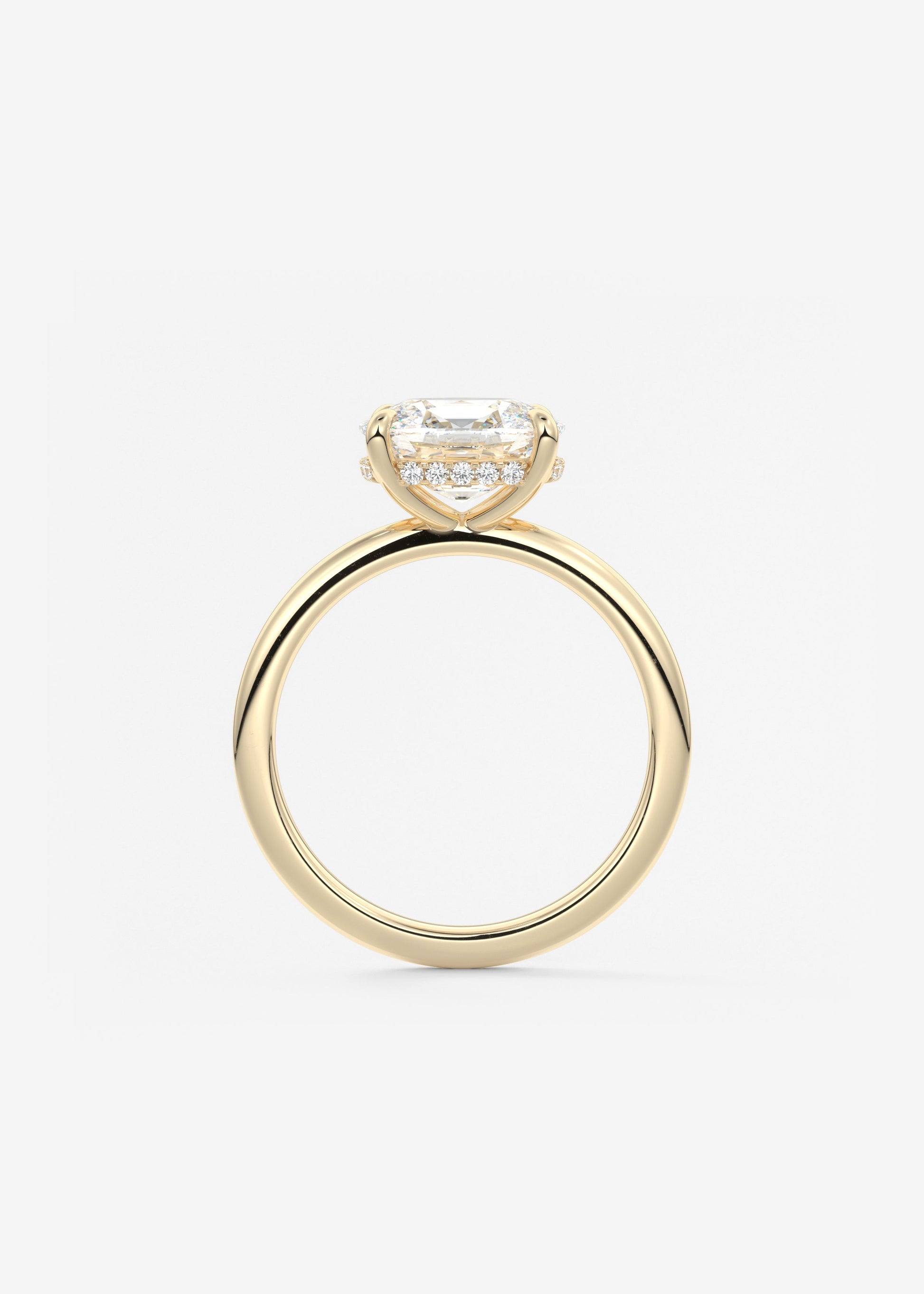 Elongated Cushion East West Hidden Halo Lab Grown Diamond Engagement Ring