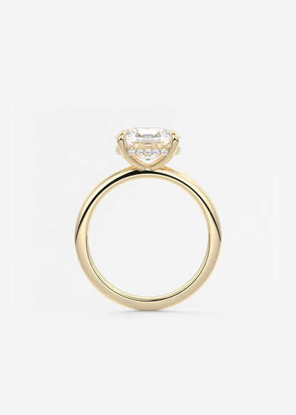 Elongated Cushion East West Hidden Halo Lab Grown Diamond Engagement Ring