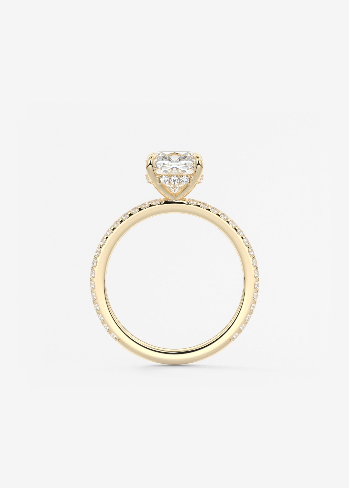 Cushion Hidden Halo Pave Lab Grown Diamond Engagement Ring