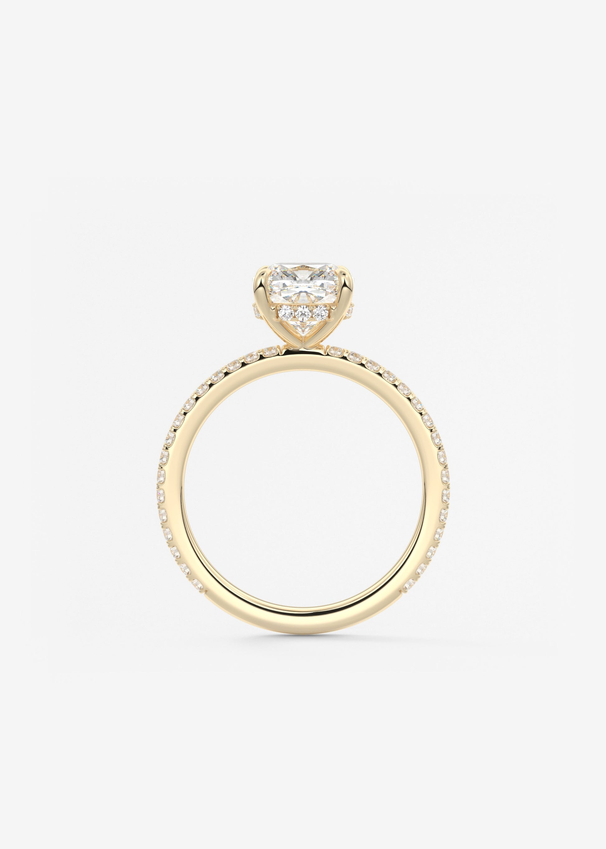 Cushion Hidden Halo Pave Lab Grown Diamond Engagement Ring
