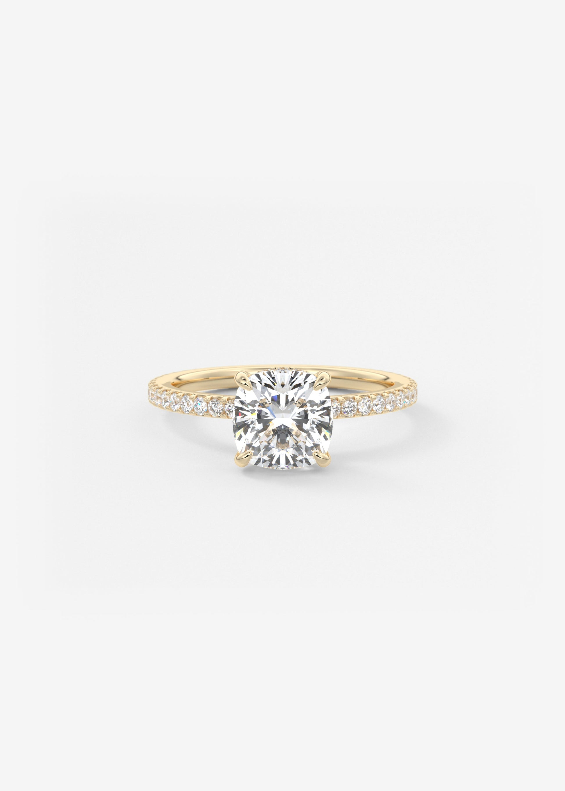 Cushion Hidden Halo Pave Lab Grown Diamond Engagement Ring