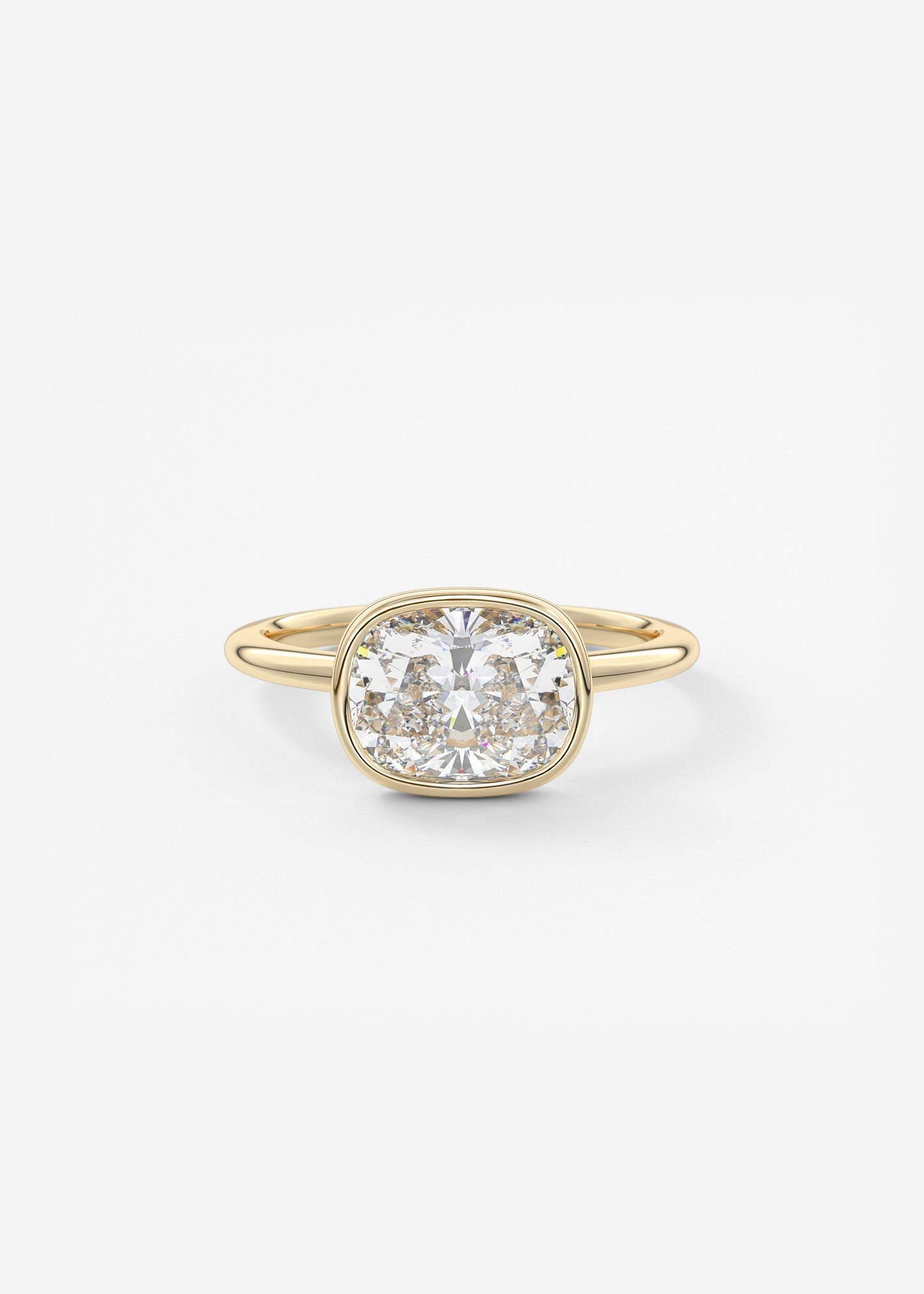 Elongated Cushion East West Bezel Lab Grown Diamond Engagement Ring