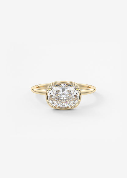 Elongated Cushion East West Bezel Lab Grown Diamond Engagement Ring