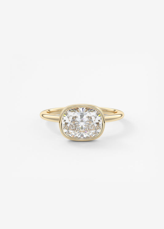 Elongated Cushion East West Bezel Lab Grown Diamond Engagement Ring