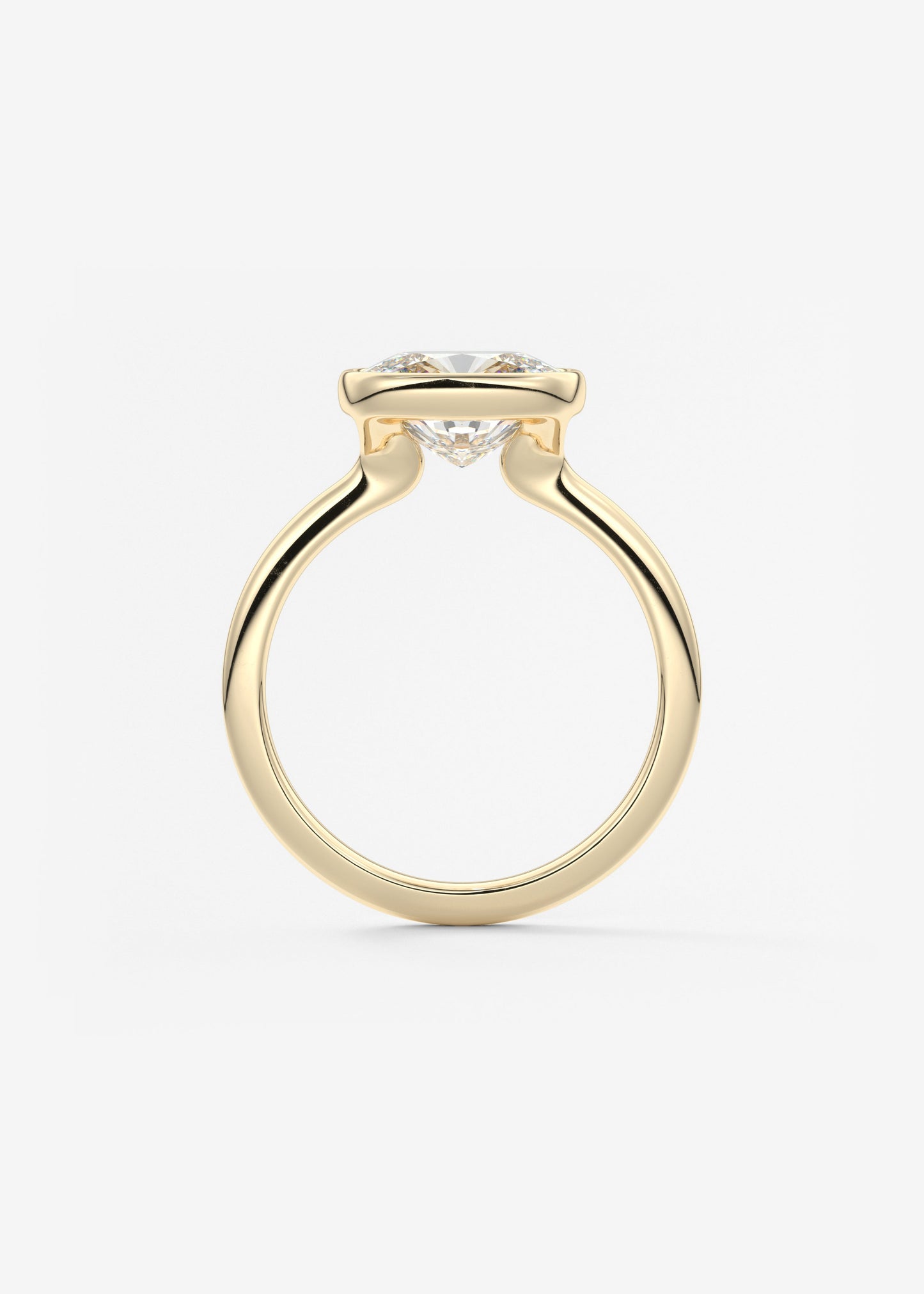 Elongated Cushion East West Bezel Lab Grown Diamond Engagement Ring