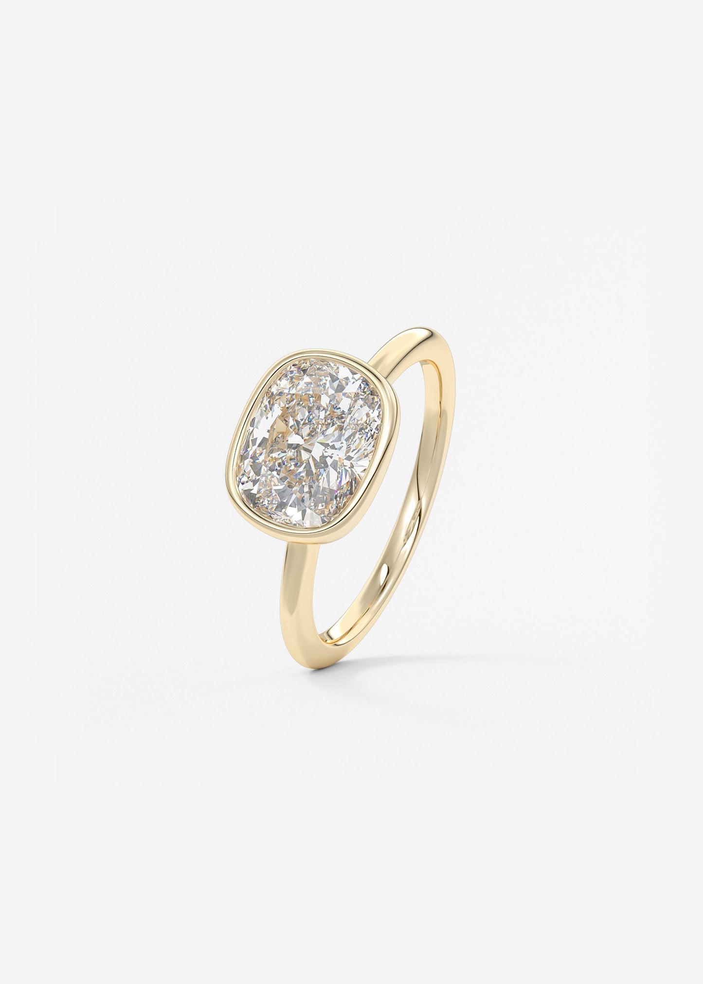 Elongated Cushion East West Bezel Lab Grown Diamond Engagement Ring